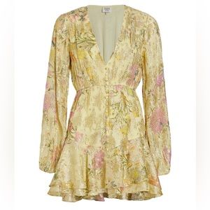 HEMANT AND NANDITA size M Short Dress Summer Floral Long Sleeve Ruffle Revolve